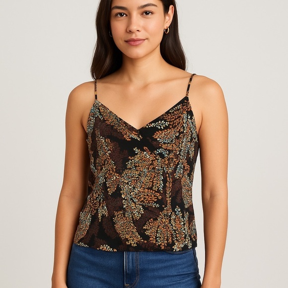 The Limited Tops - The Limited x 2000s Colorful Changing Leaves Faux Wrap Sleeveless Top